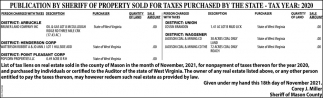Publication By Sheriff Of Property Sold For Taxes 