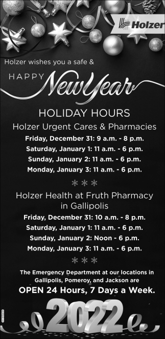 Happy New Year Holiday Hours