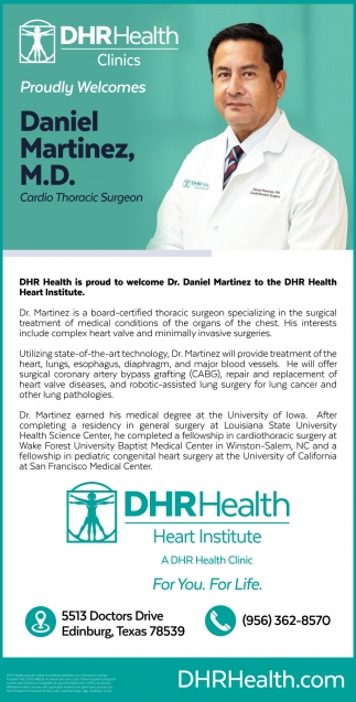 DHR Health is Proud to Welcome Dr. Daniel Martinez to the DHR Health Heart Institute
