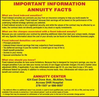 Important Information Annuity Facts