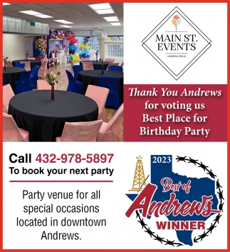 Thank You Andrews for Voting Us Best Place for Birthday Party