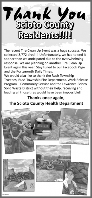 Thank You, Scioto County Residents!