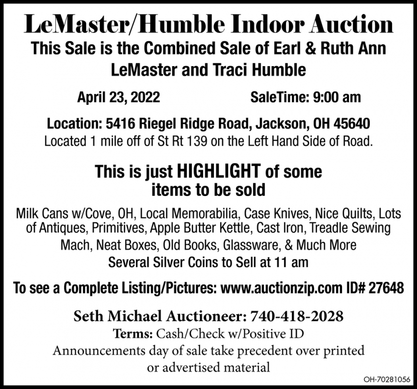 LeMaster/Humble Indoor Auction