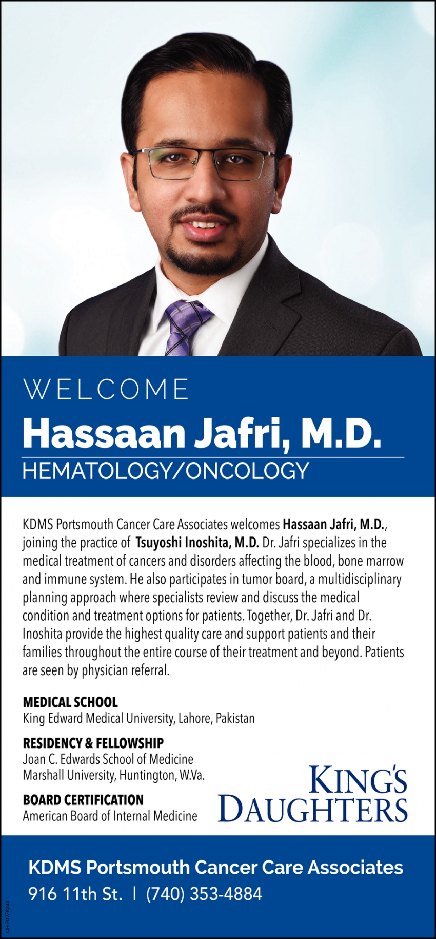 Welcome Hassaan Jafri, M.D.