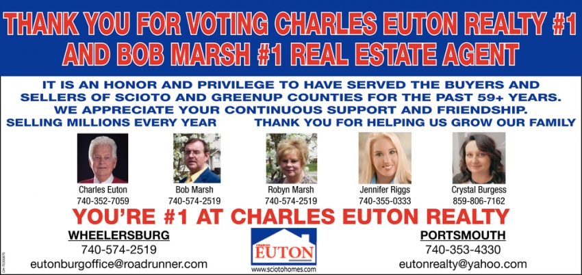 Thank You For Voting Charles Euton Realty #1