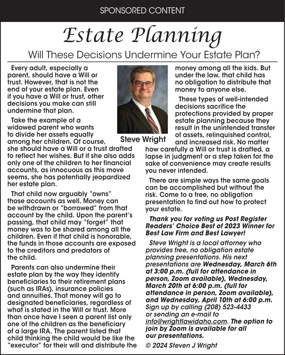 Estate Planning, Wright Law Offices, Idaho Falls, ID
