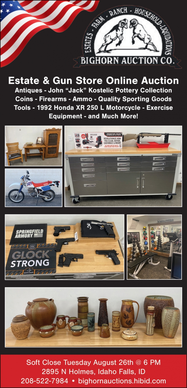Estate & Gun Store Online Auction, Bighorn Auction Co, Idaho Falls, ID