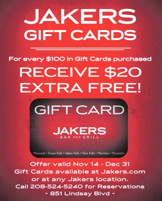 Jakers Gift Cards