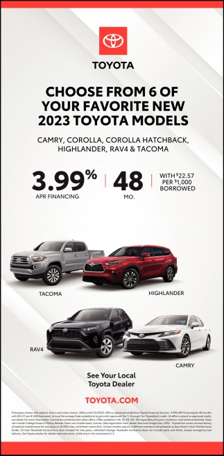 Choose from 6 of Your Favorite New 2023 Toyota Models