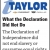 What the Declaration Did Not Do