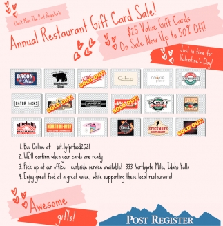 Annual Restaurant Gift Card Sale!