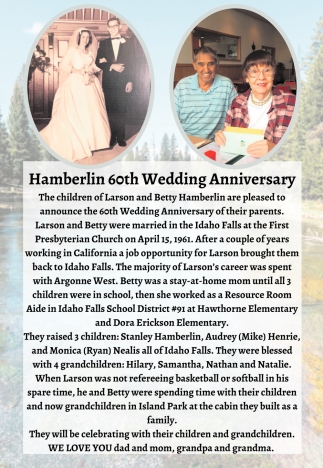 hamberlin 60th Wedding Anniversary
