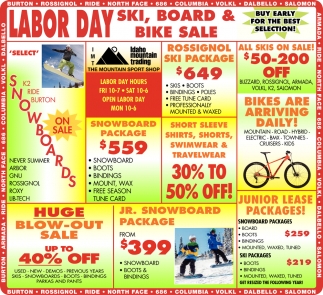 Labor Day Ski, Board & Bike Sale
