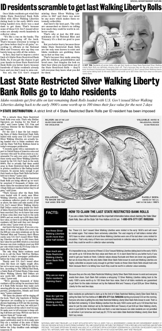 Last State Restricted Silver Walking Liberty Bank Rolls