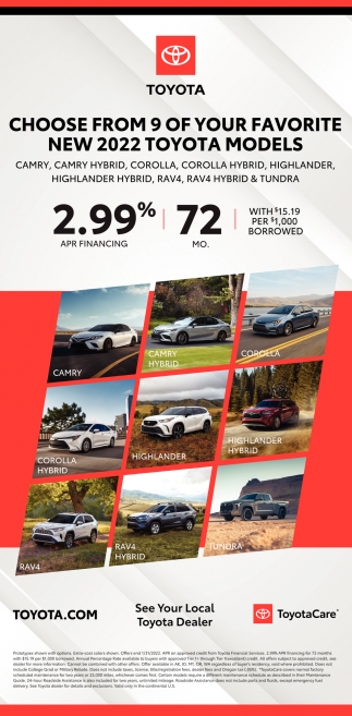Choose From 9 Of Your Favorite New 2022 Toyota Models