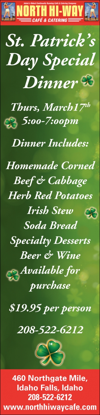 St. Patrick's Day Special Dinner
