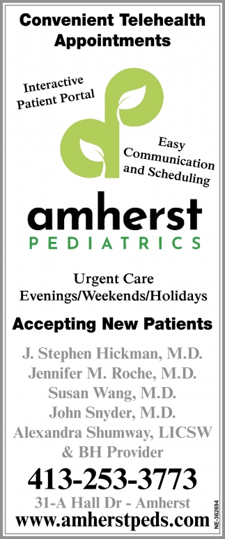 Convenient Telehealth Appointments, Amherst Pediatrics, Amherst, MA