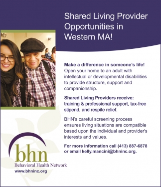 Shared Living Provider Opportunities In Western MA