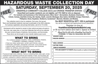Hazardous Waste Collection Day - Franklin County Solid Waste Management District