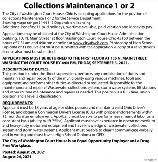 Collections Maintenance 1 or 2