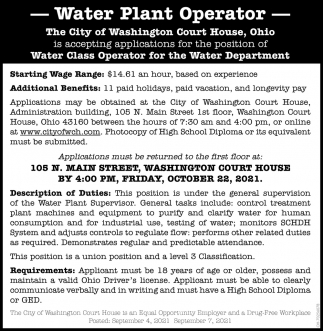 Water Plant Operator