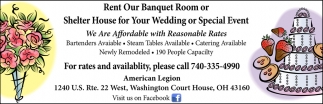 Rent Our Banquet Room Or Shelter House For Your Wedding