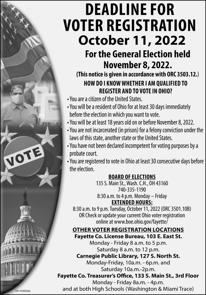 Deadline For Voter Registration