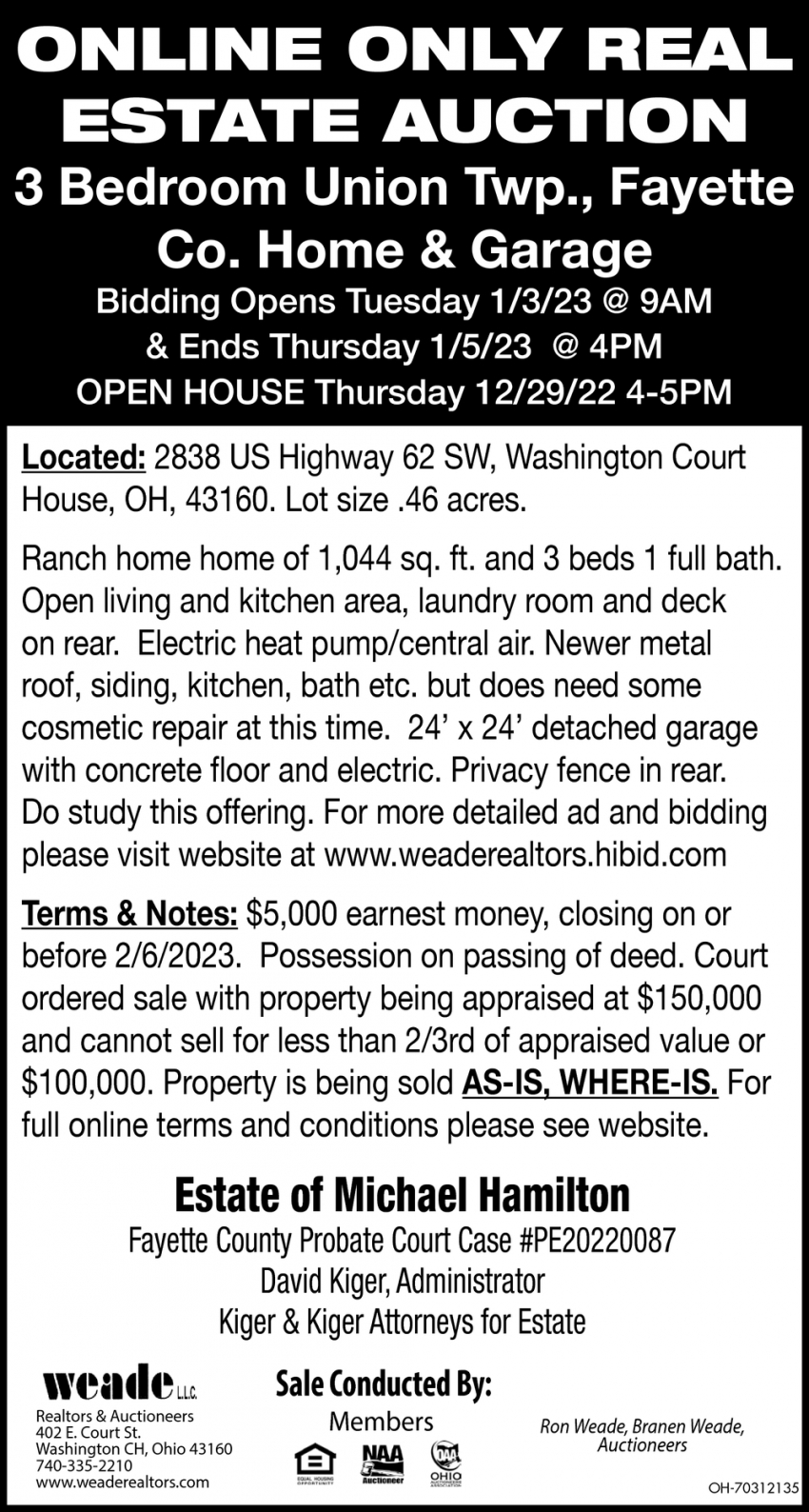 Online Only Real Estate Auction