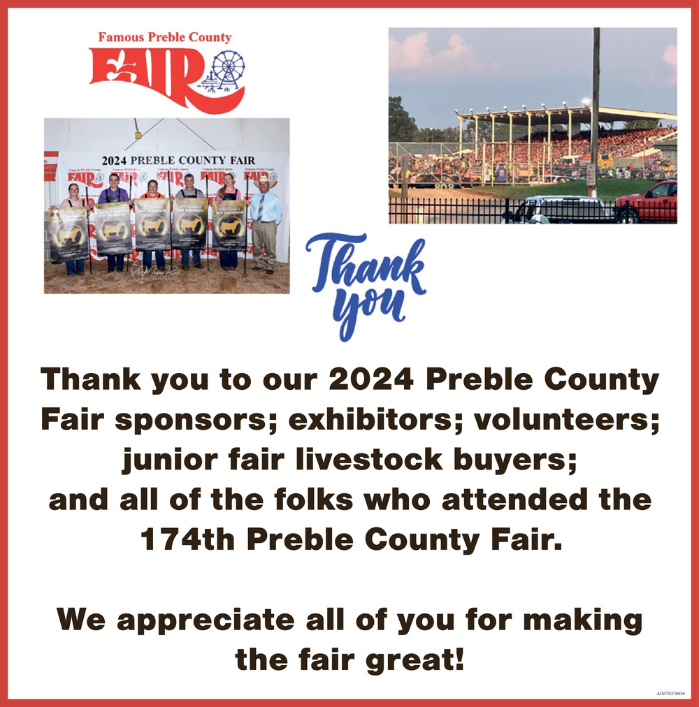 Thank You 2024 Fair Sponsors, Famous Preble County Fair, Eaton, OH