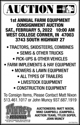 1st Annual Farm Equipment Consignment Auction
