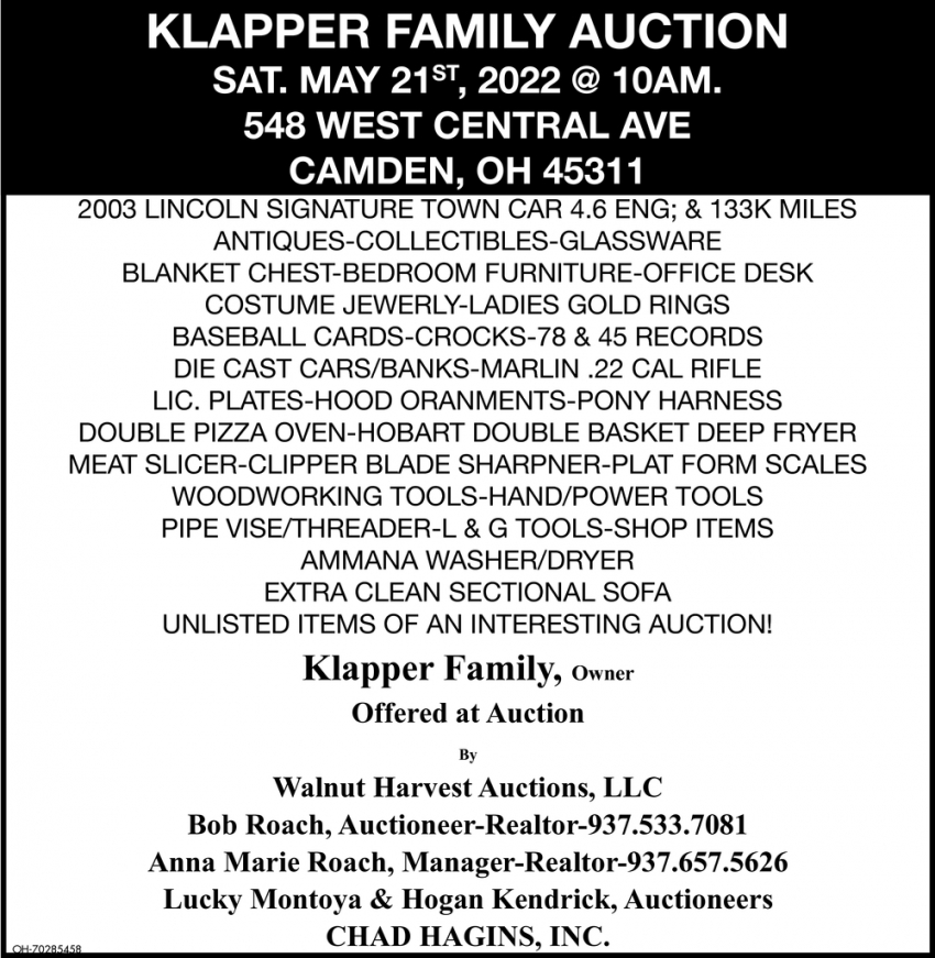 Klapper Family Auction