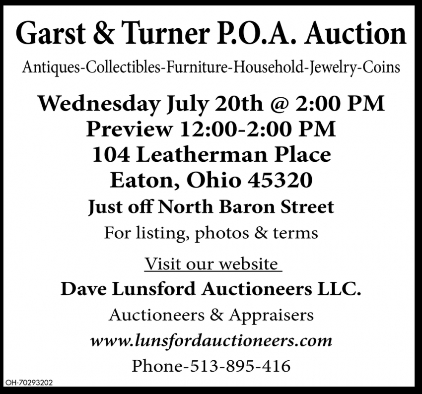 Garst & Turner P.O.A. Auction