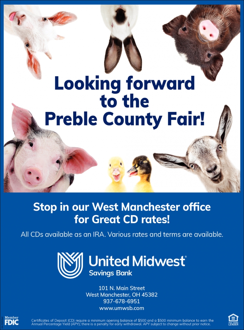 Stop In Our West Manchester Office for Great CD Rates!