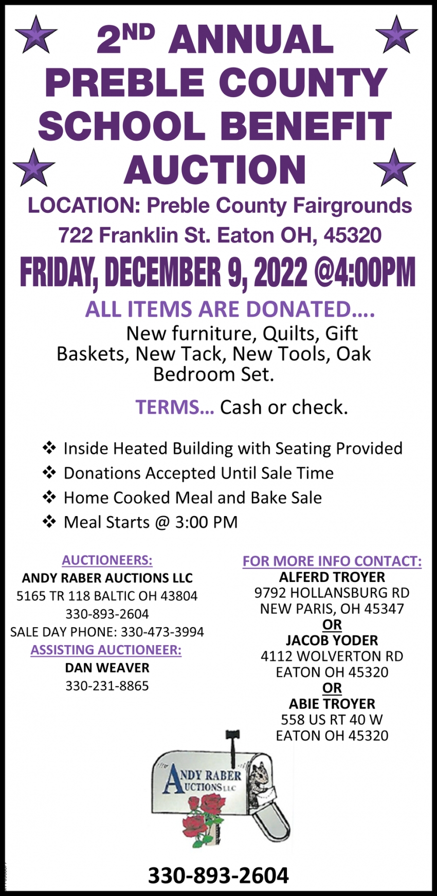2nd Annual Preble County School Benefit Auction