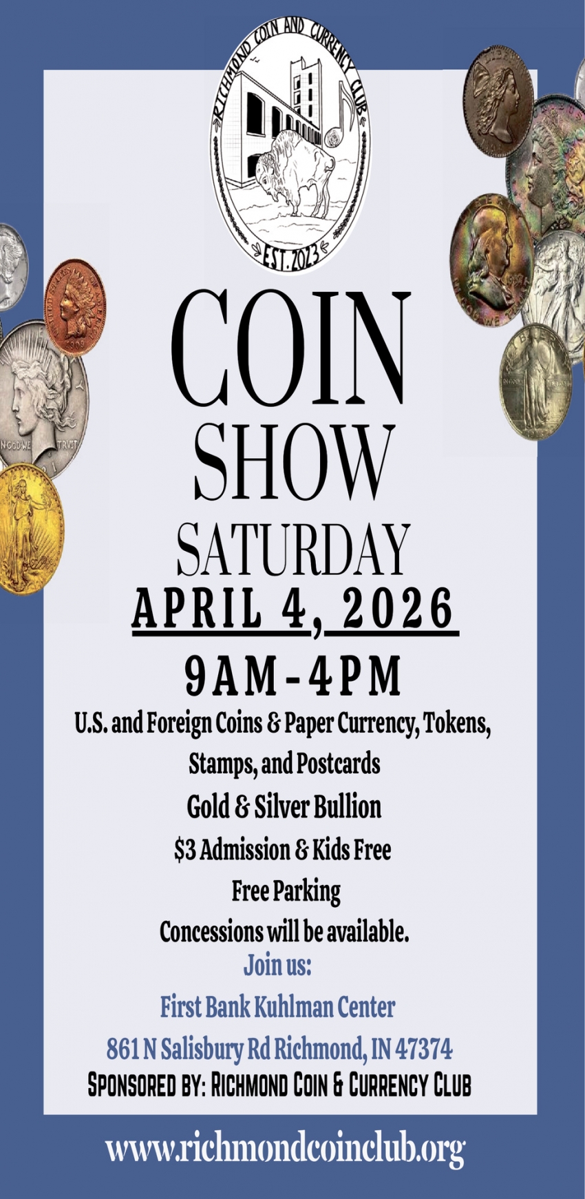 Richmond Coin and Currency Club Coin Show (April 4, 2026)