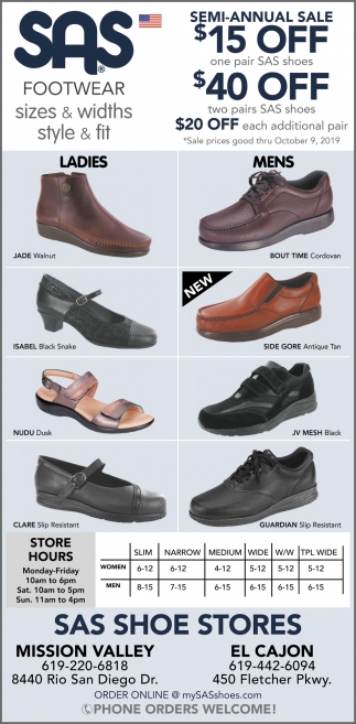 Semi-Annual Sale, SAS Shoes, El Cajon, CA