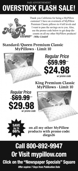 Overstock Flash Sale, My Pillow