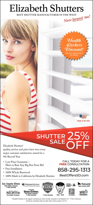 Shutter Sale 25% OFF