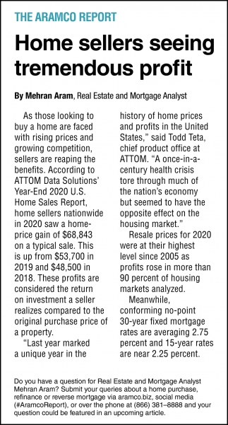 Home Sellers Seeing Tremendous Profit