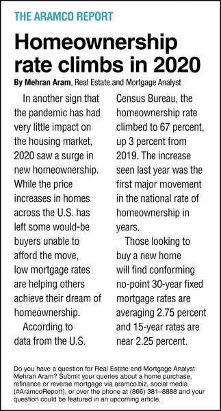 HomeOwnership Rate Climbs in 2020