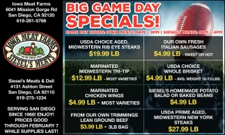 Big Game Day Specials!