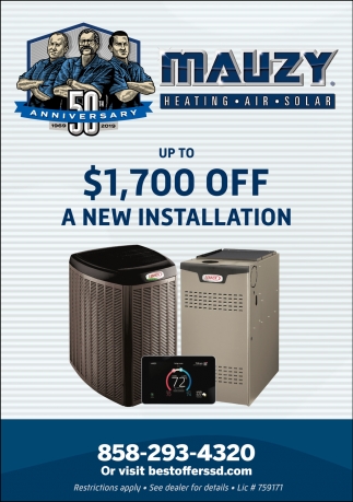 Up to $1,700 OFF A New Installation