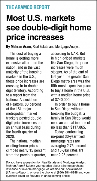 Most U.S. Markets See Double-Digit Home Price Increases