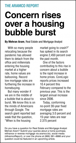 Concern Rises Over a Housing Bubble Burst