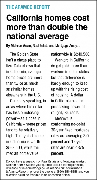 California Homes Cost More Than Double The National Average