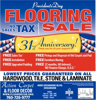 Presidents’ Day Flooring Sale