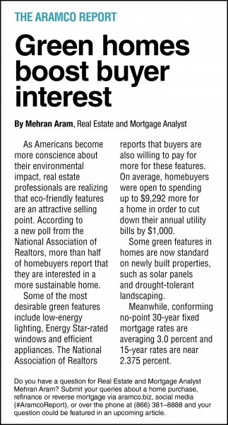 Green Homes Boost Buyer Interest