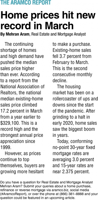 Home Prices Hit New Record in March