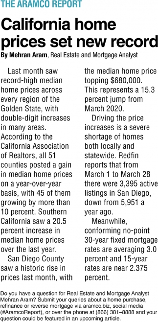 California Home Prices Set New Record