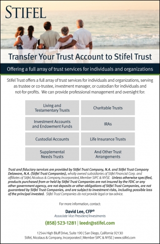 Transfer Your Trust Account to Stifel Trust
